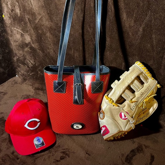 Dooney & Bourke Handbags - Vintage RARE Red Dooney and Bourke Cabriolet Perforated Leather Bucket Bag